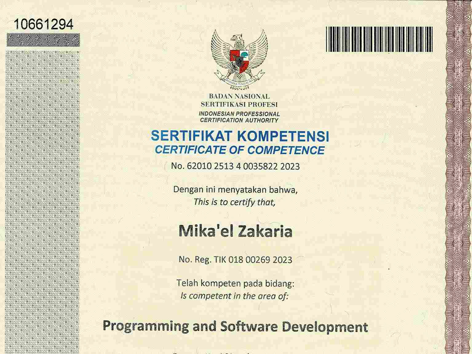 Junior Web Developer certificate preview - LSPTIK - Mikael Zakaria