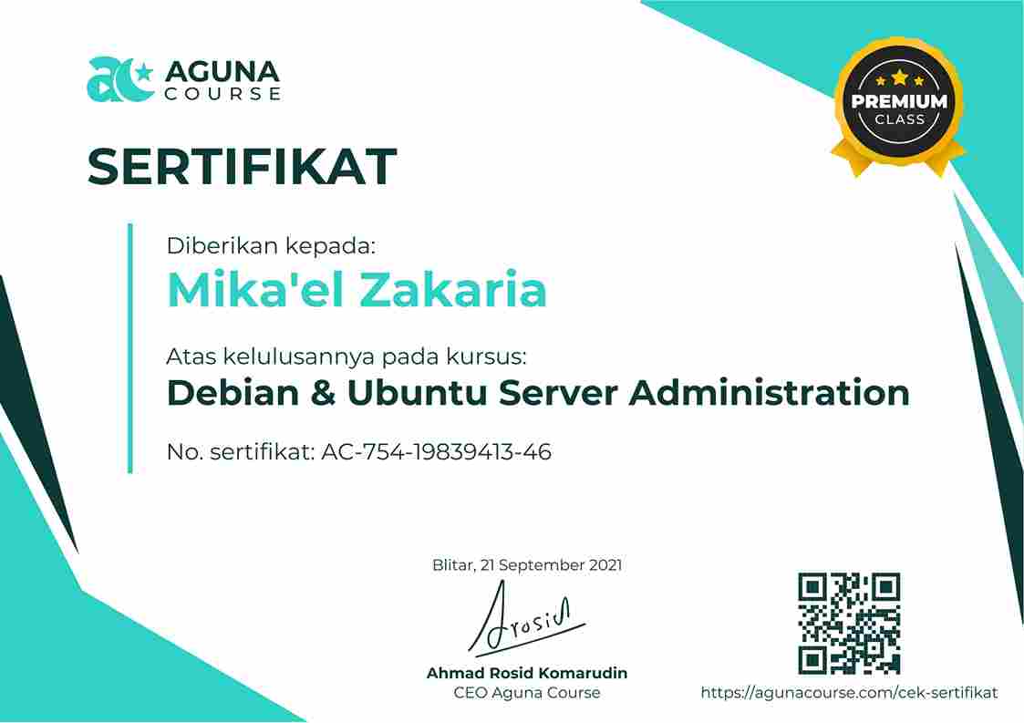 Linux Server Administration certificate - AC-754-19839413-46