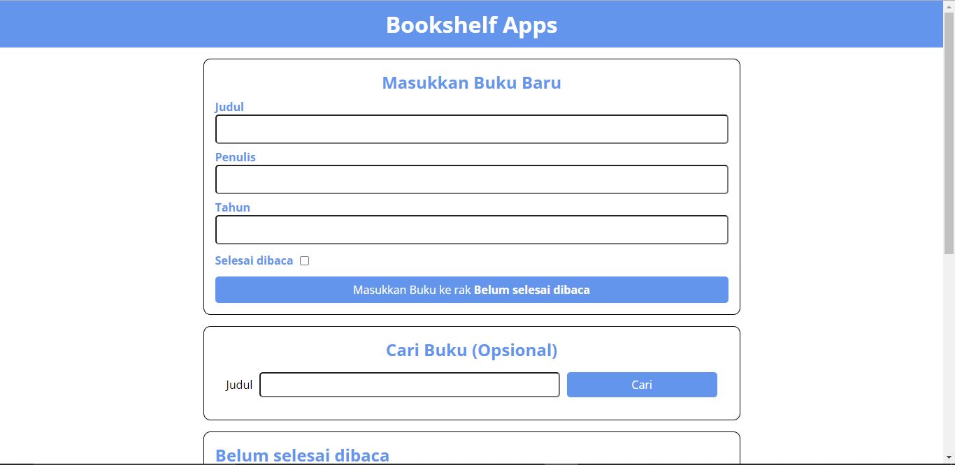 Bookshelf web app interface for storing and searching book data