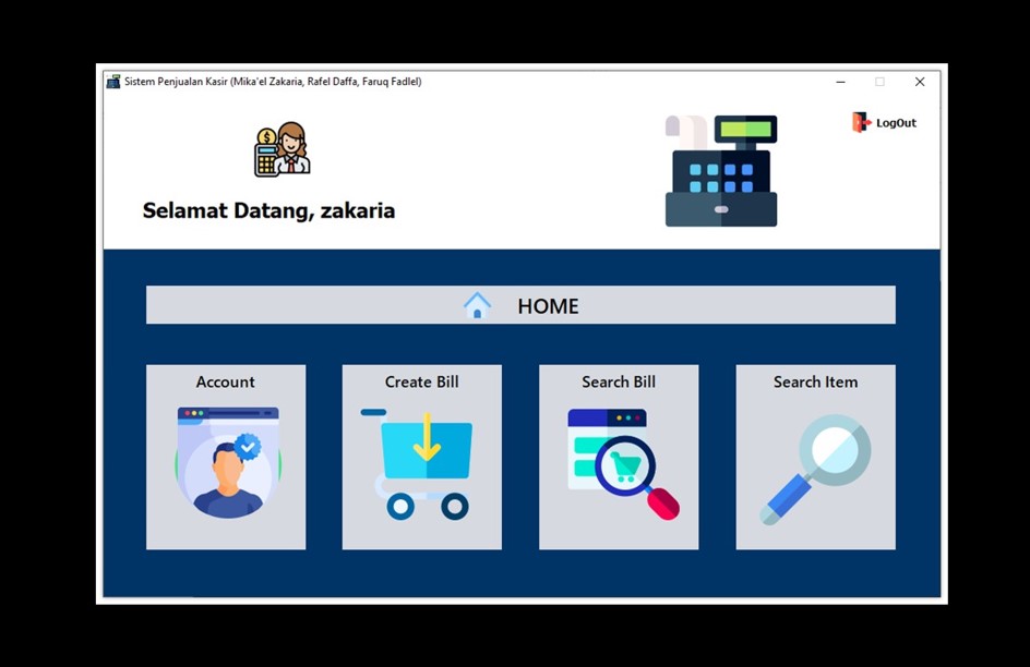 Point of Sales desktop system interface created by Mikael Zakaria